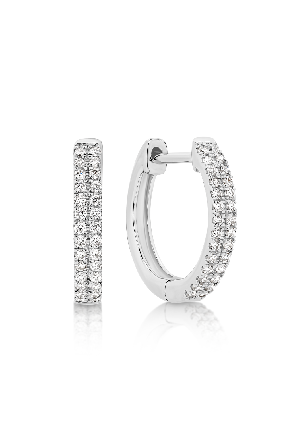 GIA Hoops with Two Rows of Diamonds 18ct White Gold