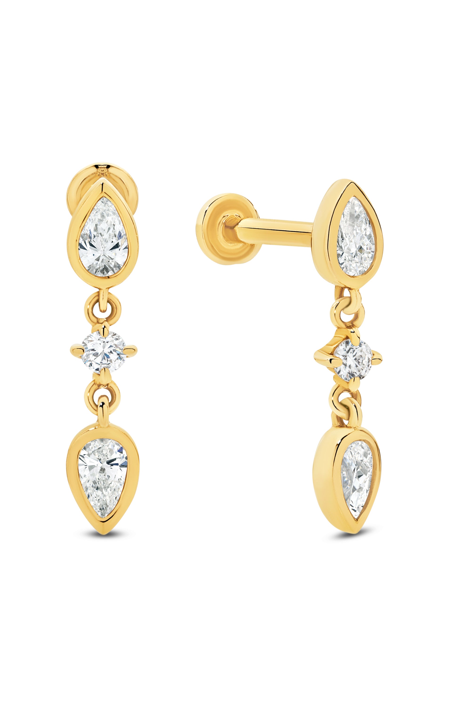 GIA Teardrop Yellow Gold Earrings