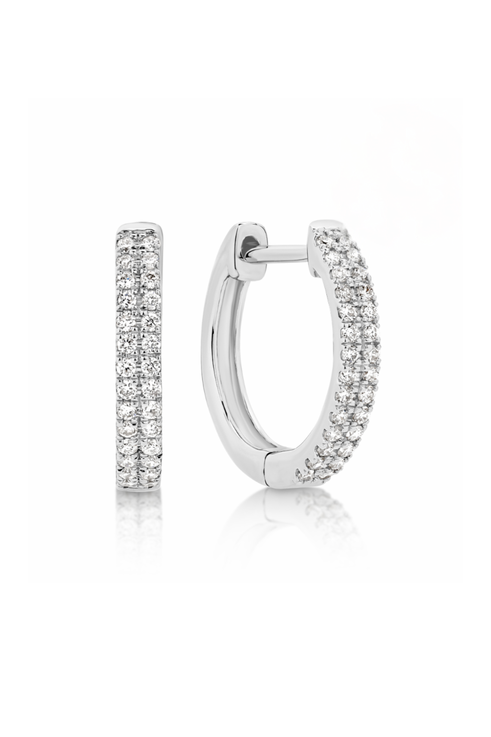 GIA Hoops with Two Rows of Diamonds 18ct White Gold