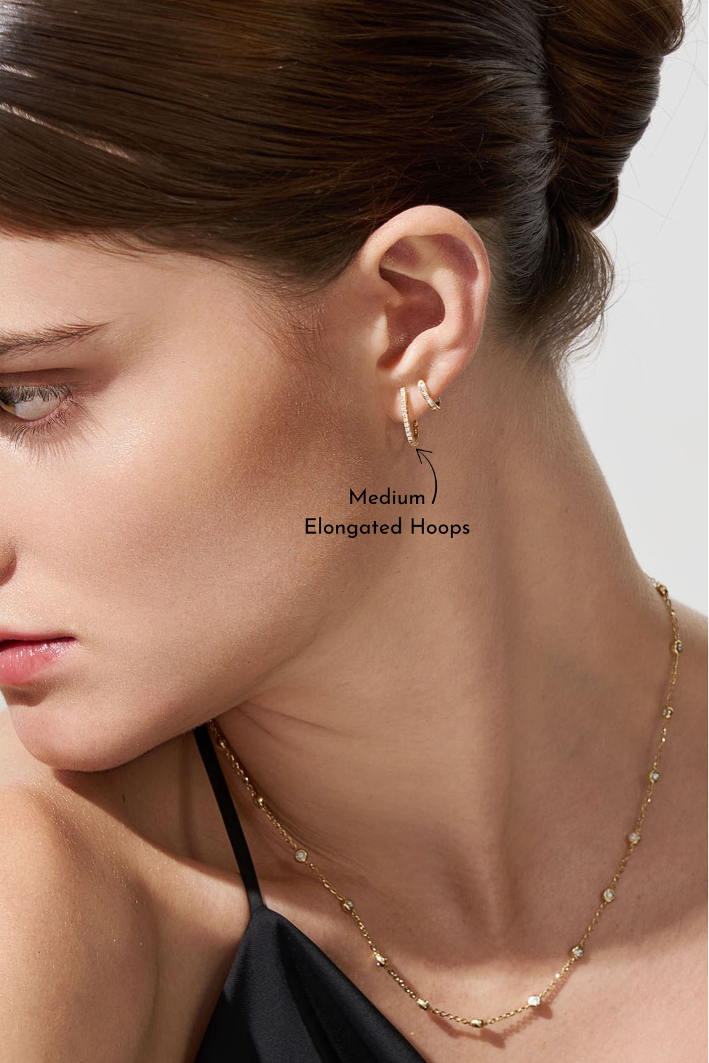 GIA Medium Elongated Hoops in 18ct White Gold