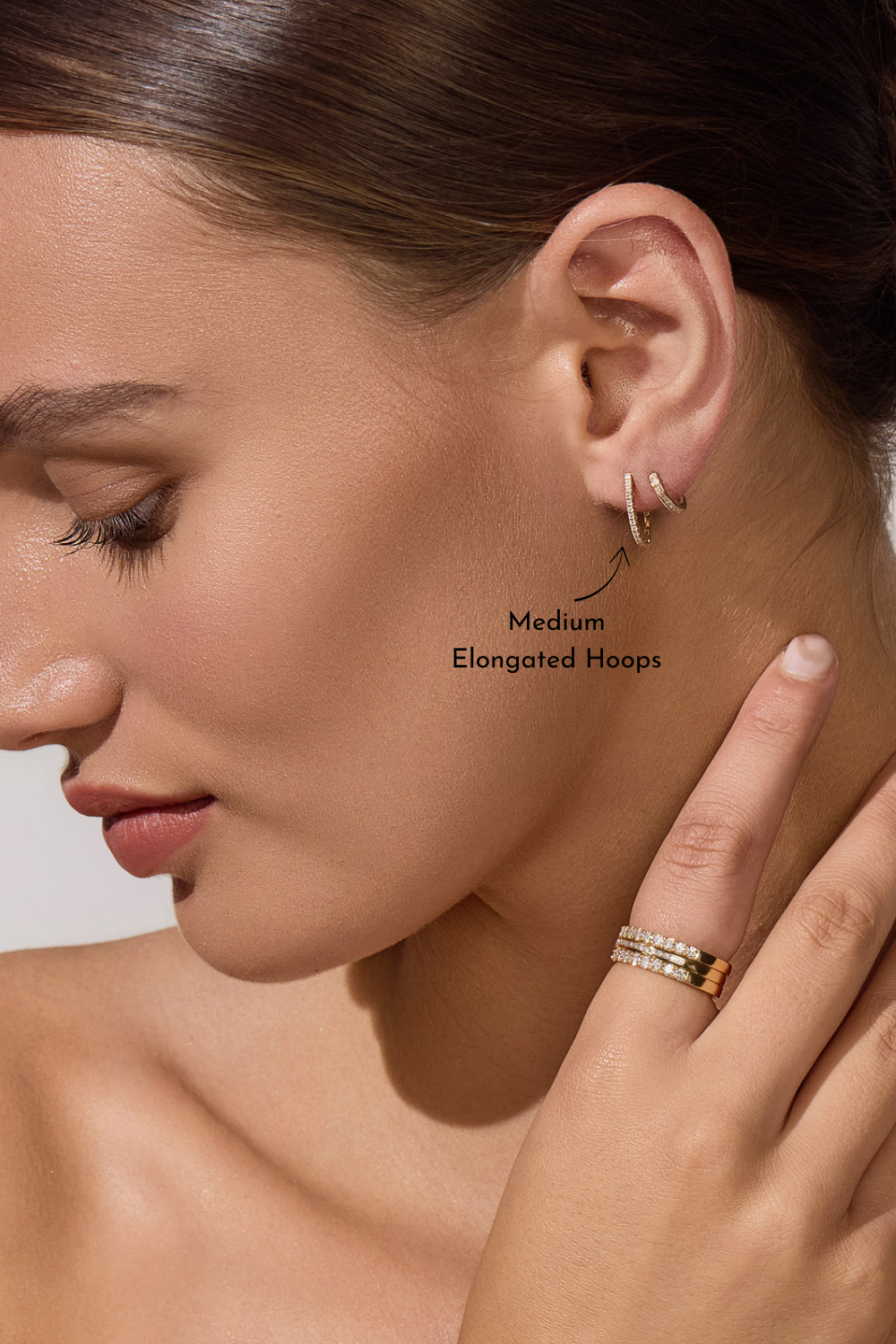 GIA Medium Elongated Hoops in 18ct White Gold