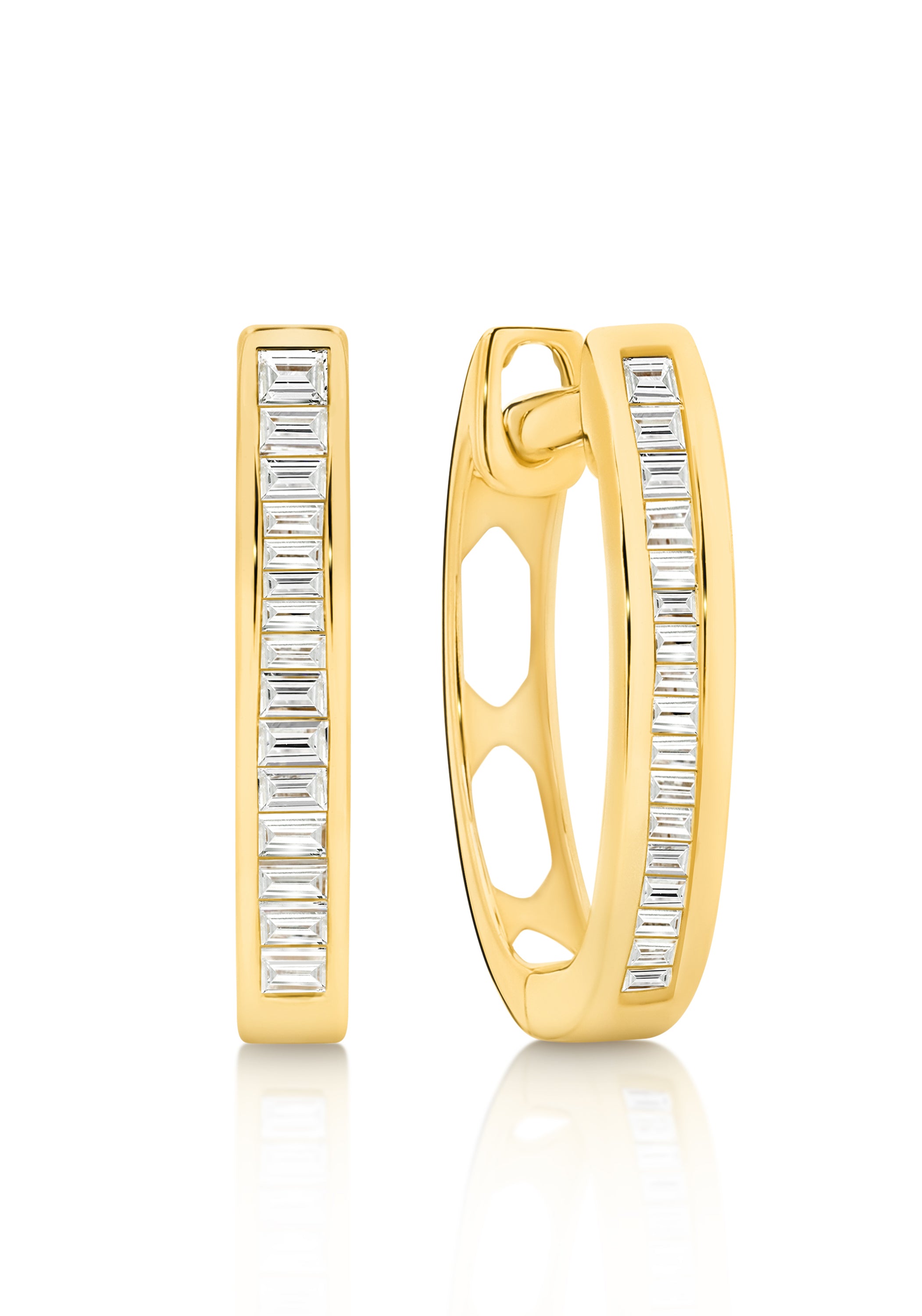 GIA Diamond Baguette Hoops in 18ct Yellow Gold
