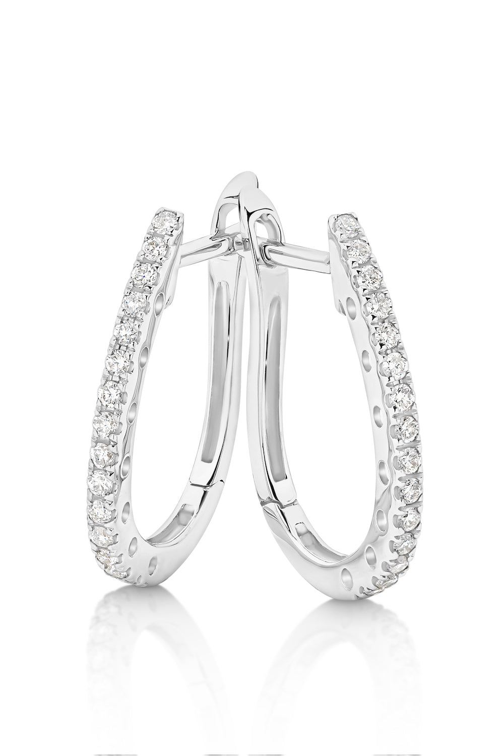 GIA Medium Elongated Hoops in 18ct White Gold