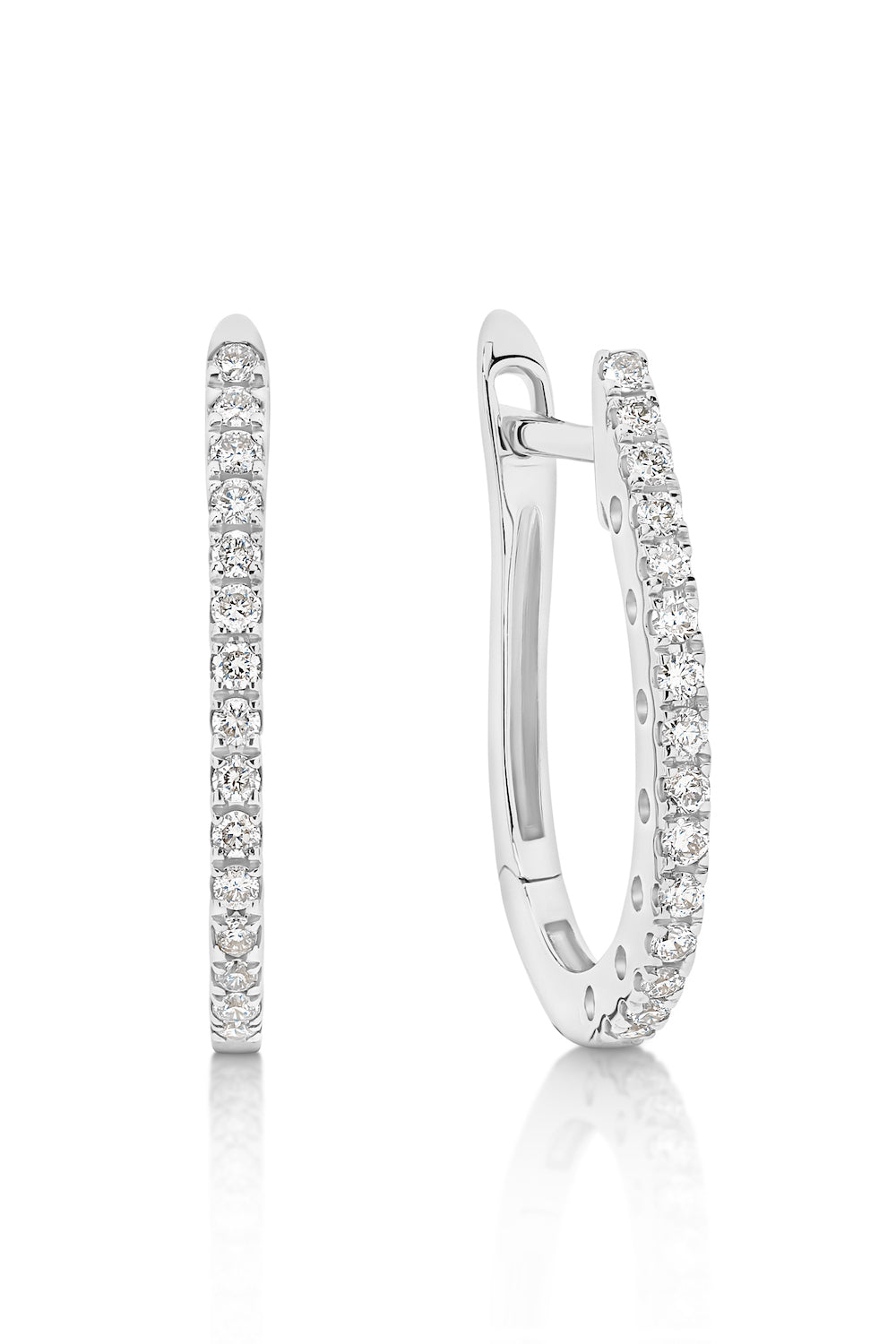 GIA Medium Elongated Hoops in 18ct White Gold