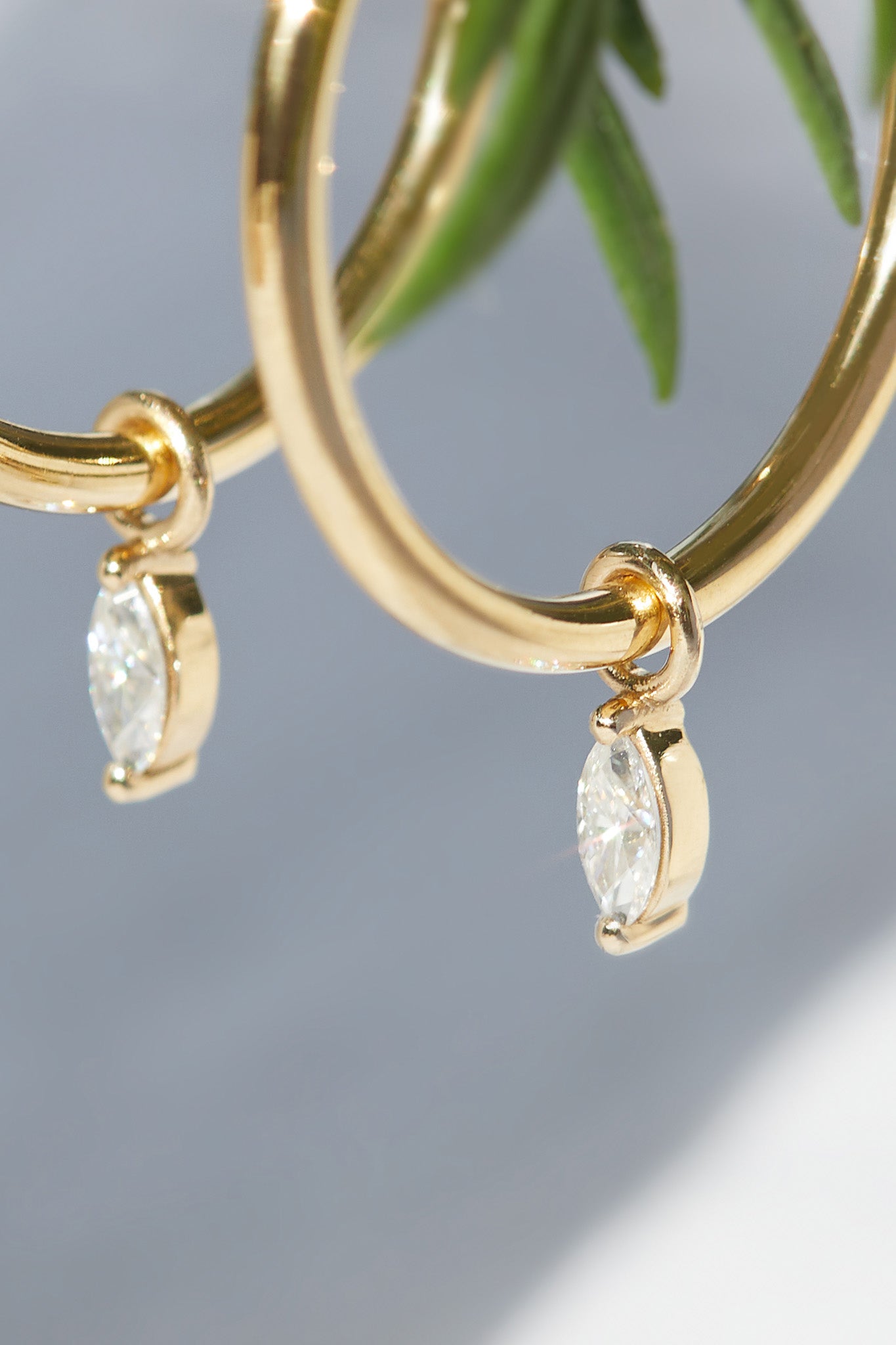 Francesca Marquise Moissanite Hoop Earrings in 9ct Yellow Gold