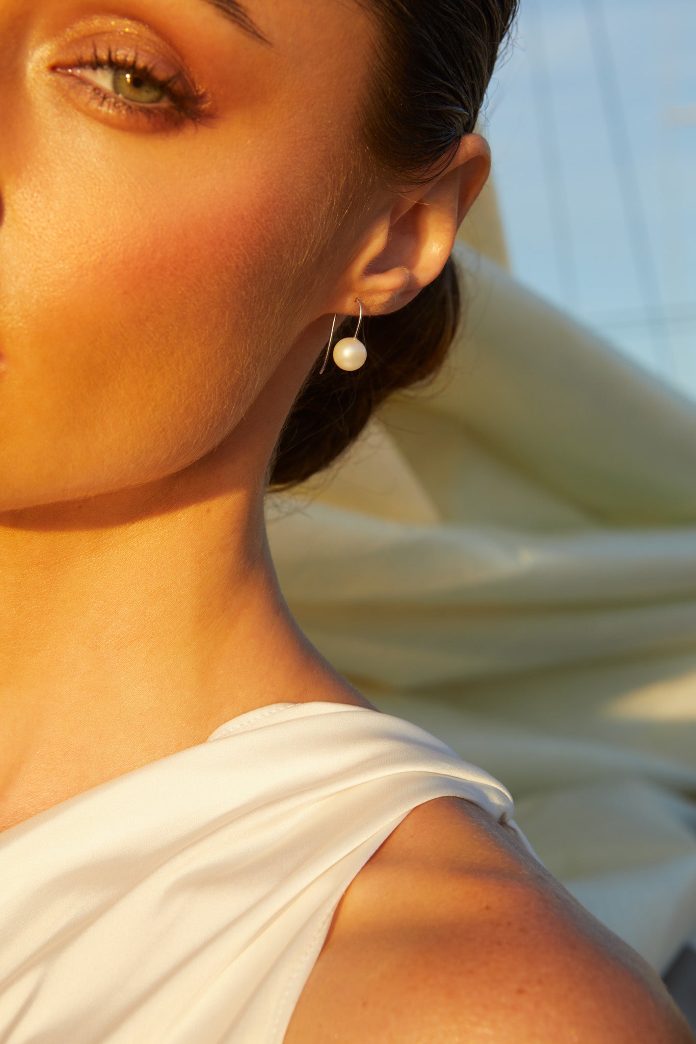 Aubrey Freshwater Pearl Earrings in 9ct White Gold