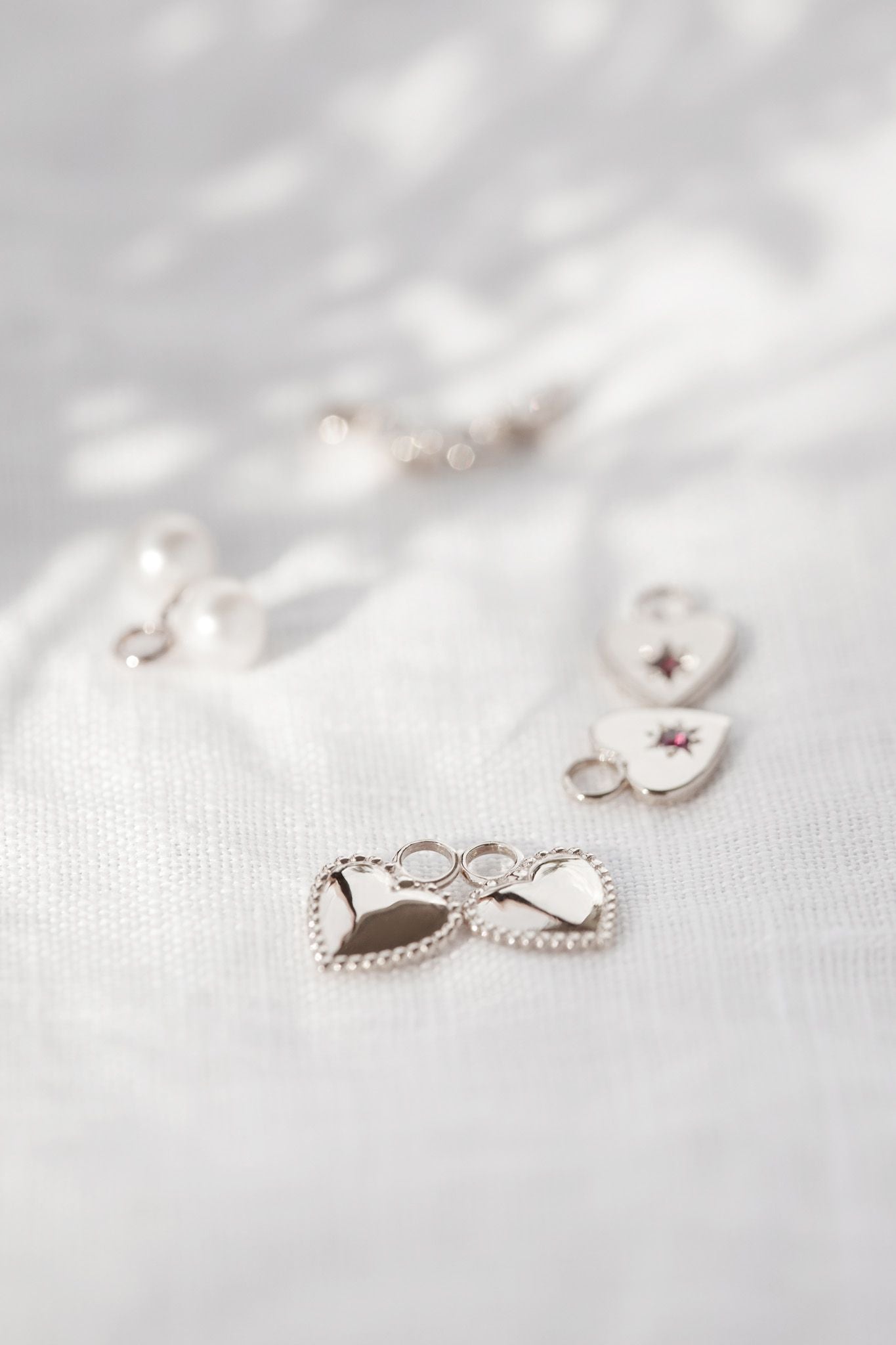 Elle Puffed Heart Pendant Earrings in 925 Sterling Silver